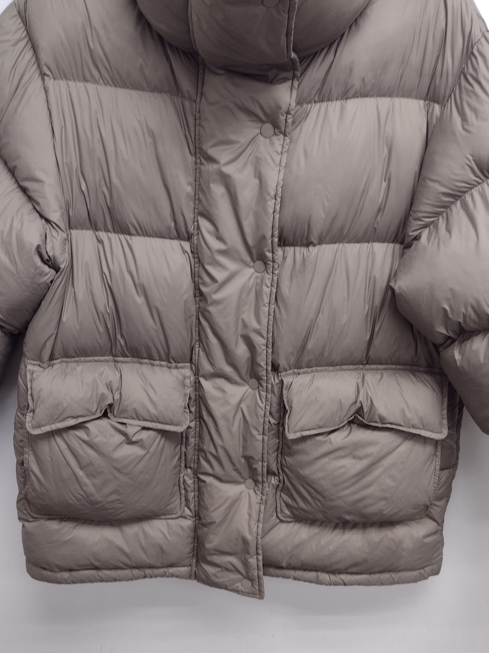 Oak & Fort Taupe Oversized Down Fill Puffer Studio 01 (XS) 700 Fill High Collar - Picture 7 of 15